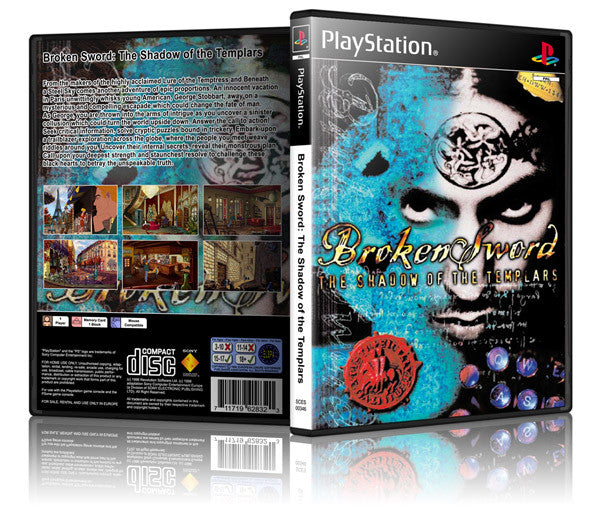 Broken Sword: The Shadow Of Templars Game Cover To Fit A PS1 PLAYSTATION Style Replacement Game Case