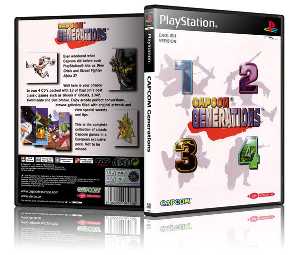 Capcom Generations Game Cover To Fit A PS1 PLAYSTATION Style Replacement Game Case