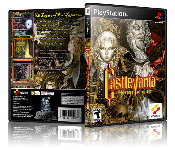 Castlevania Symphony Of The Night 2 Game Cover To Fit A PS1 PLAYSTATION Style Replacement Game Case