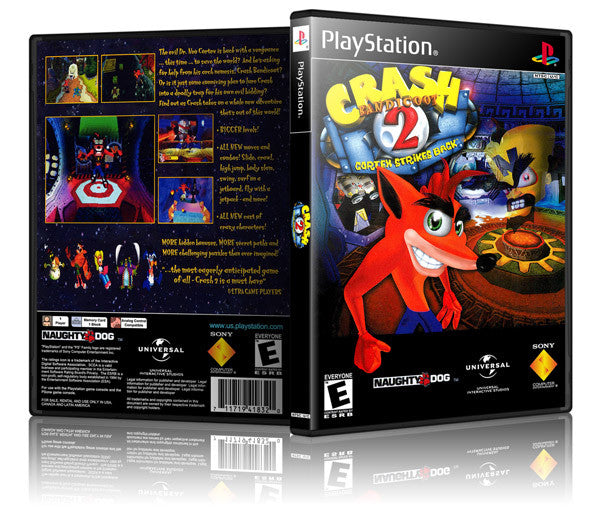 Crash Bandicoot 2 Game Cover To Fit A PS1 PLAYSTATION Style Replacement Game Case