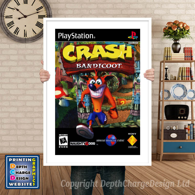 Crash Bandicoot - PS1 Inspired Retro Gaming Poster A4 A3 A2 Or A1