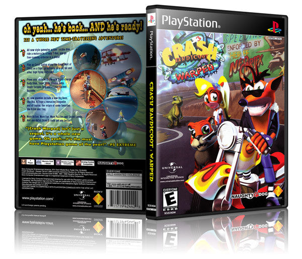 Crash Bandicoot Warped Game Cover To Fit A PS1 PLAYSTATION Style Replacement Game Case
