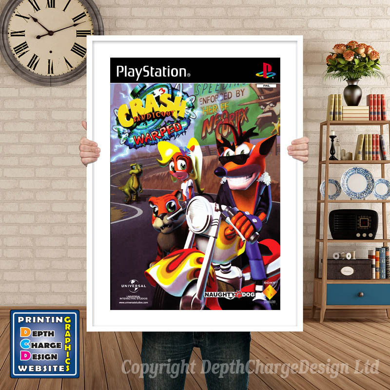 Crash Bandicoot Warped GB - PS1 Inspired Retro Gaming Poster A4 A3 A2 Or A1