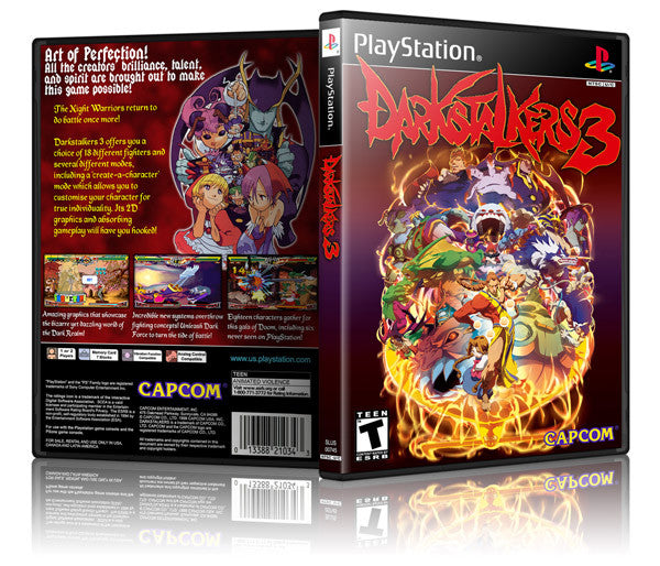 Dark Stalkers 3 Game Cover To Fit A PS1 PLAYSTATION Style Replacement Game Case