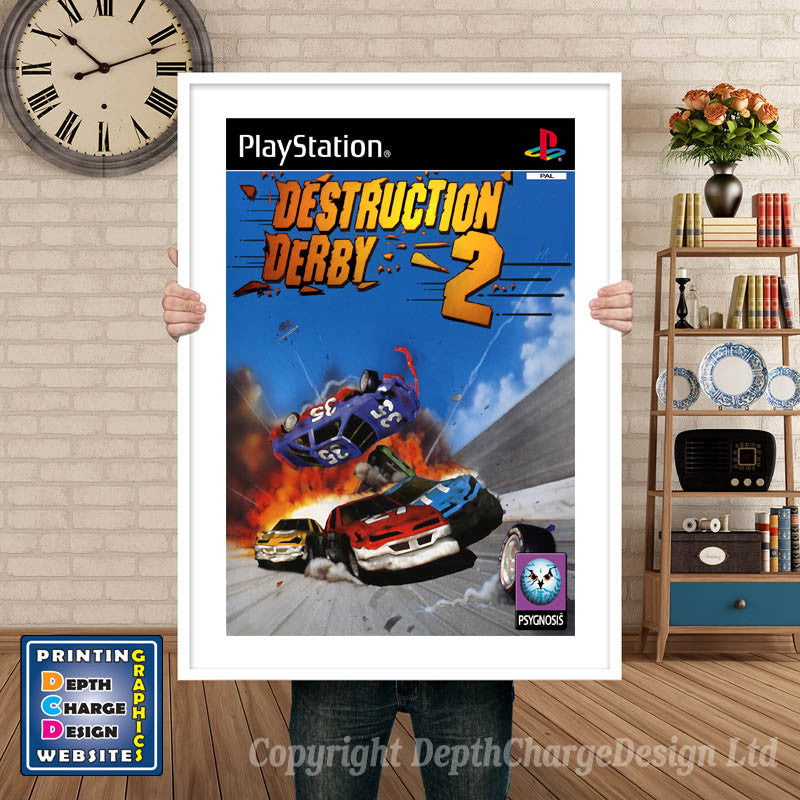 Destruction Derby 2 Eu - PS1 Inspired Retro Gaming Poster A4 A3 A2 Or A1
