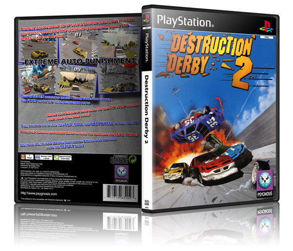 Destruction Derby 2 Game Cover To Fit A PS1 PLAYSTATION Style Replacement Game Case