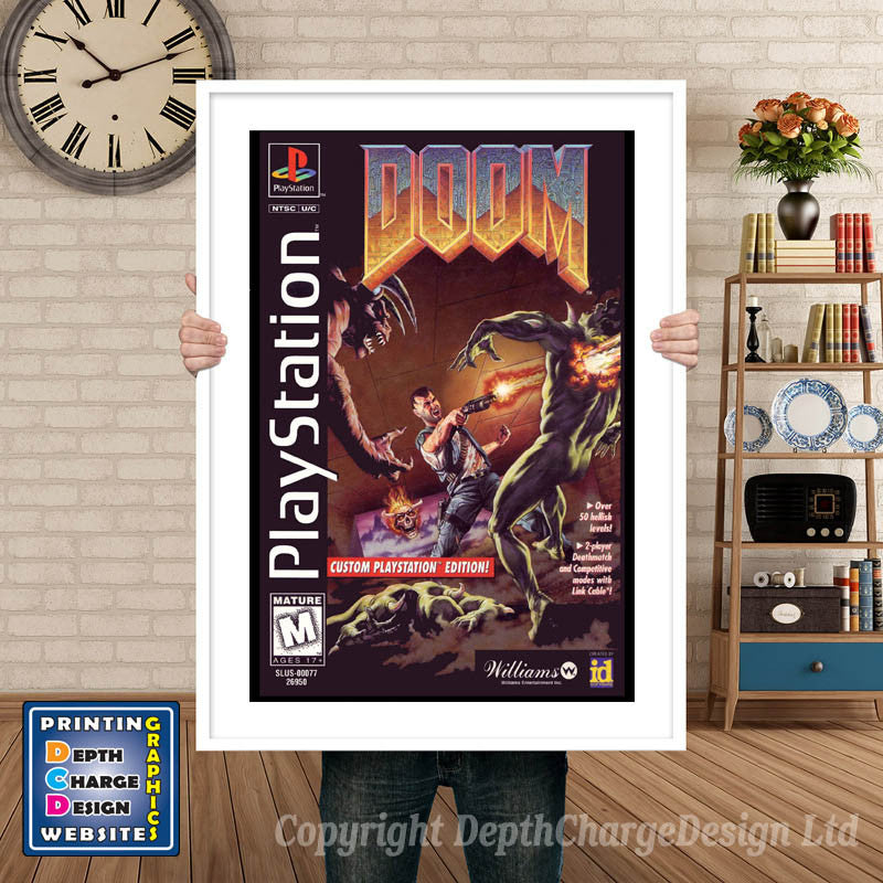 Doom - PS1 Inspired Retro Gaming Poster A4 A3 A2 Or A1