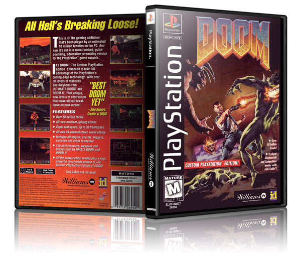 Doom Game Cover To Fit A PS1 PLAYSTATION Style Replacement Game Case