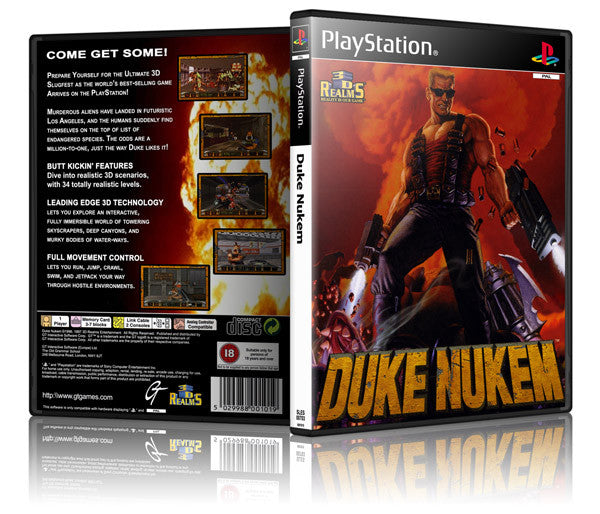 Duke Nukem Game Cover To Fit A PS1 PLAYSTATION Style Replacement Game Case