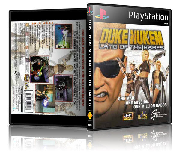 Duke Nukem Land Of The Babes Game Cover To Fit A PS1 PLAYSTATION Style Replacement Game Case