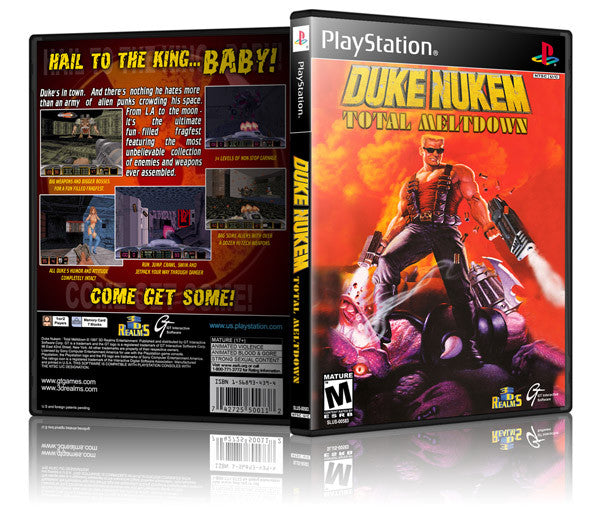 Duke Nukem Mortal Meltdown Game Cover To Fit A PS1 PLAYSTATION Style Replacement Game Case