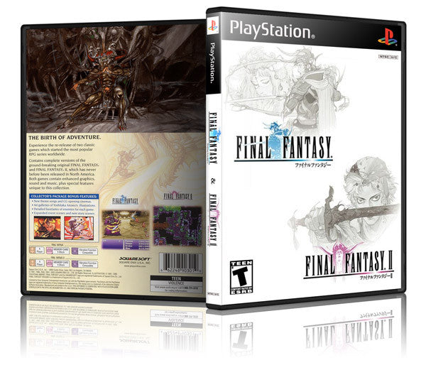 Final Fantasy 1 & 2 Game Cover To Fit A PS1 PLAYSTATION Style Replacement Game Case