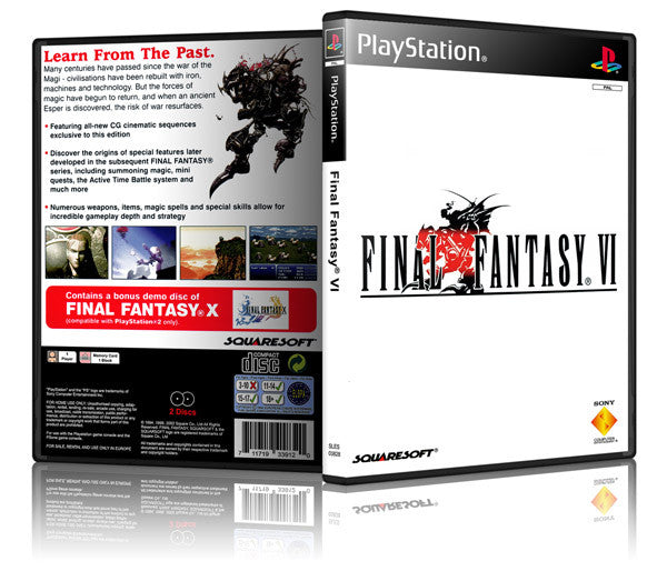 Final Fantasy VI Game Cover To Fit A PS1 PLAYSTATION Style Replacement Game Case
