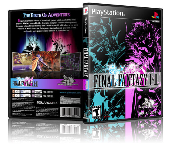 Final Fantasy 1 & 2 Game Cover To Fit A PS1 PLAYSTATION Style Replacement Game Case 2
