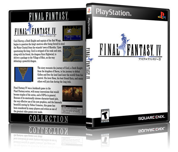 Final Fantasy IV Game Cover To Fit A PS1 PLAYSTATION Style Replacement Game Case 3
