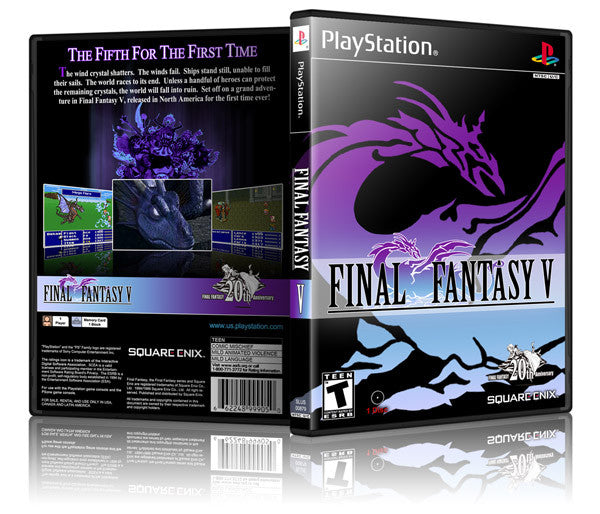 Final Fantasy V Game Cover To Fit A PS1 PLAYSTATION Style Replacement Game Case 2
