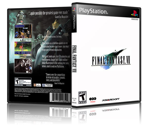 Final Fantasy VII Game Cover To Fit A PS1 PLAYSTATION Style Replacement Game Case 2