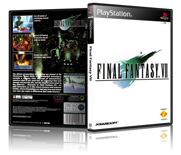 Final Fantasy VII Game Cover To Fit A PS1 PLAYSTATION Style Replacement Game Case 6