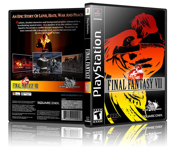 Final Fantasy VIII Game Cover To Fit A PS1 PLAYSTATION Style Replacement Game Case 3