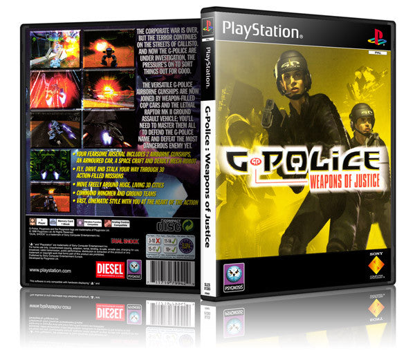 G Police: Weapons Of Justice Game Cover To Fit A PS1 PLAYSTATION Style Replacement Game Case