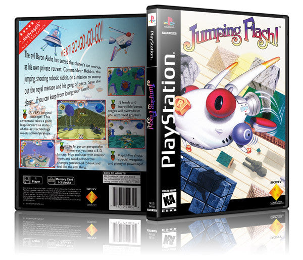 Jumping Flash Game Cover To Fit A PS1 PLAYSTATION Style Replacement Game Case