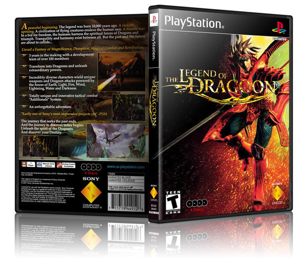 Legend Of Dragoon Game Cover To Fit A PS1 PLAYSTATION Style Replacement Game Case