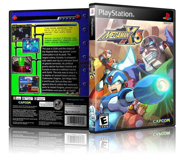 Megaman X5 Game Cover To Fit A PS1 PLAYSTATION Style Replacement Game Case 3