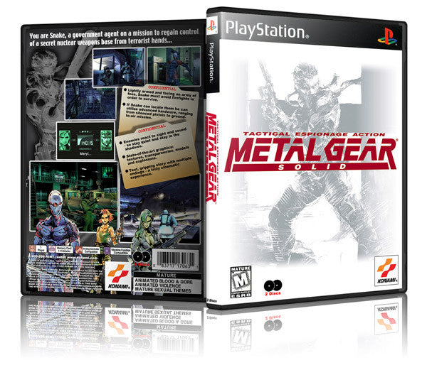 Metal Gear Solid Game Cover To Fit A PS1 PLAYSTATION Style Replacement Game Case
