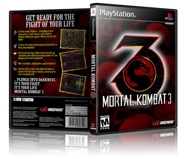 Mortal Kombat 3 Game Cover To Fit A PS1 PLAYSTATION Style Replacement Game Case 2
