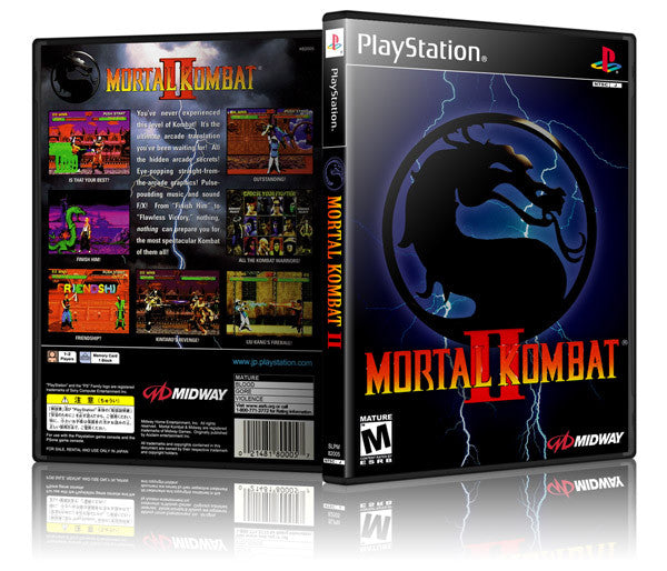Mortal Kombat II Game Cover To Fit A PS1 PLAYSTATION Style Replacement Game Case
