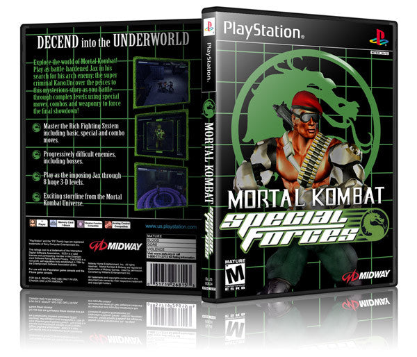 Mortal Kombat Special Forces Game Cover To Fit A PS1 PLAYSTATION Style Replacement Game Case