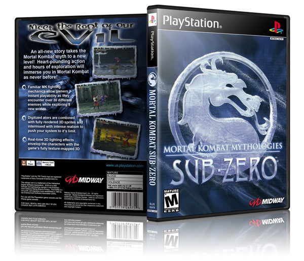 Mortal Kombat Sub Zero Game Cover To Fit A PS1 PLAYSTATION Style Replacement Game Case