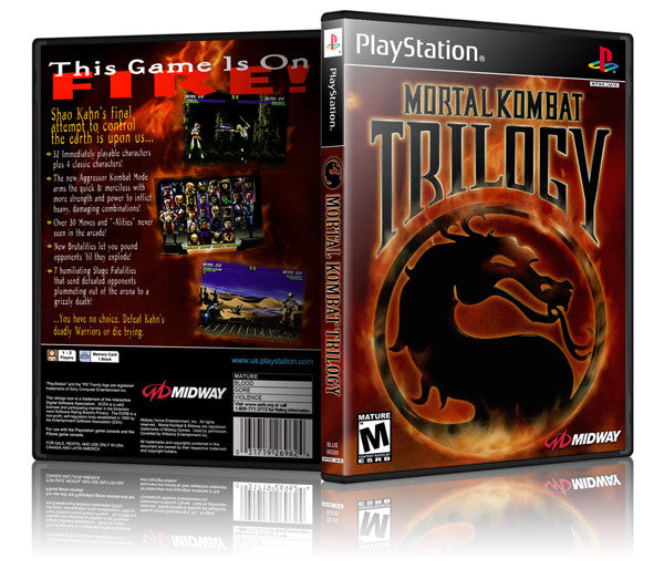 Mortal Kombat Trilogy Game Cover To Fit A PS1 PLAYSTATION Style Replacement Game Case
