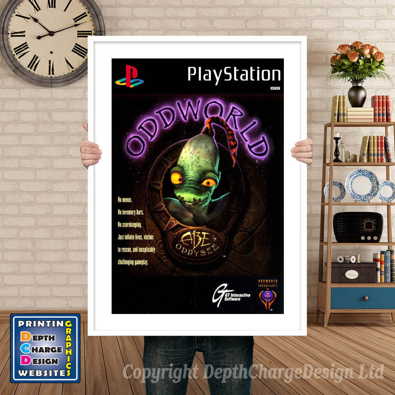 Odd World Abes Oddysee - PS1 Inspired Retro Gaming Poster A4 A3 A2 Or A1