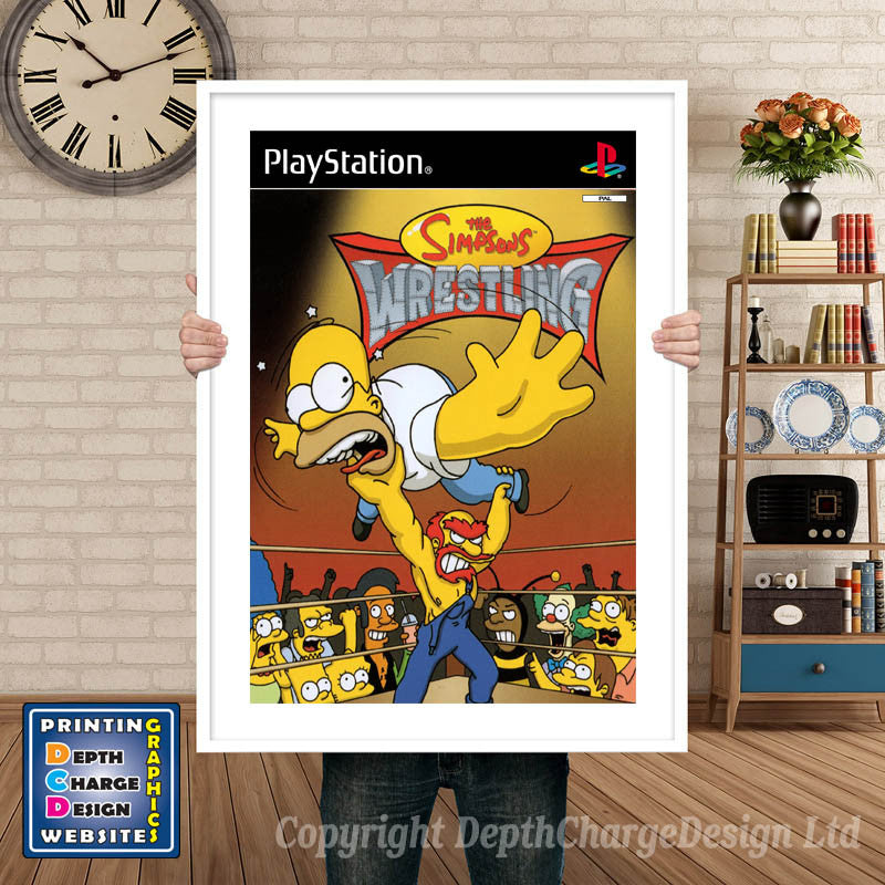 Simpsons Wrestling GB - PS1 Inspired Retro Gaming Poster A4 A3 A2 Or A1