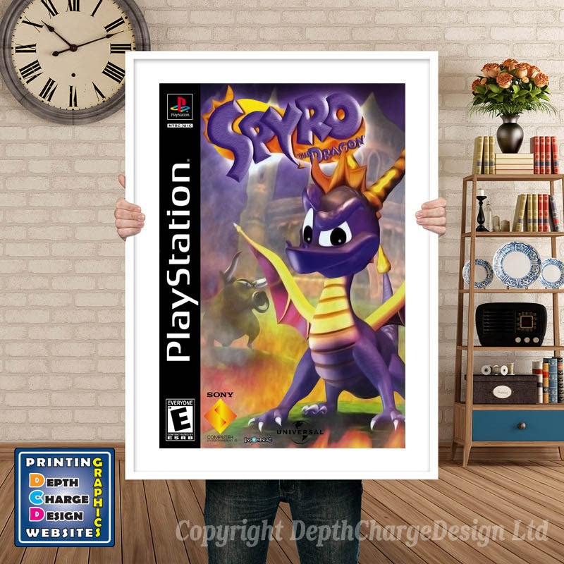 Spyro The Dragon - PS1 Inspired Retro Gaming Poster A4 A3 A2 Or A1