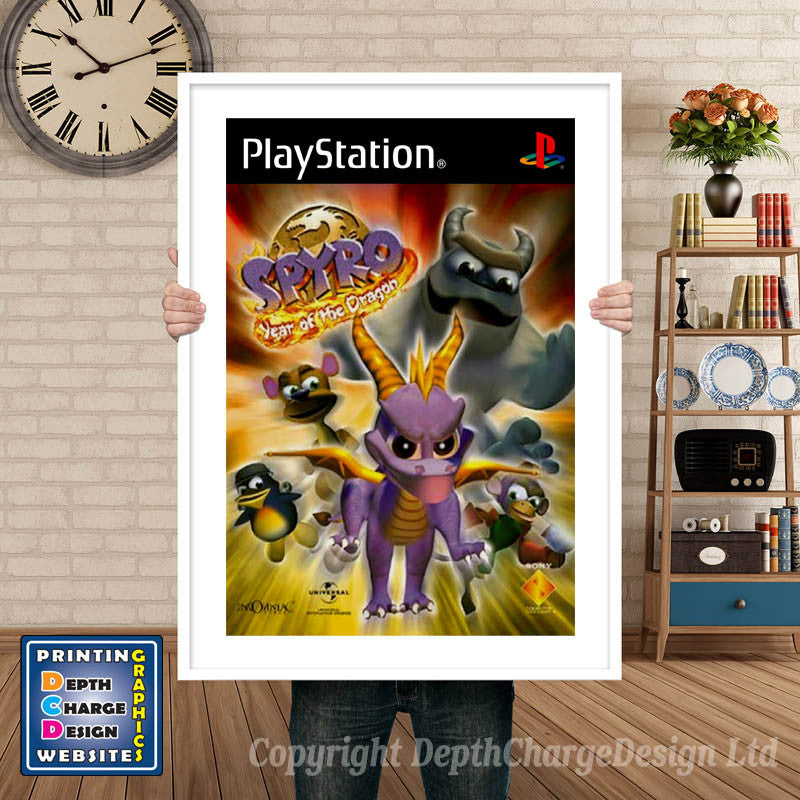 Spyro Year Of The Dragon Eu - PS1 Inspired Retro Gaming Poster A4 A3 A2 Or A1