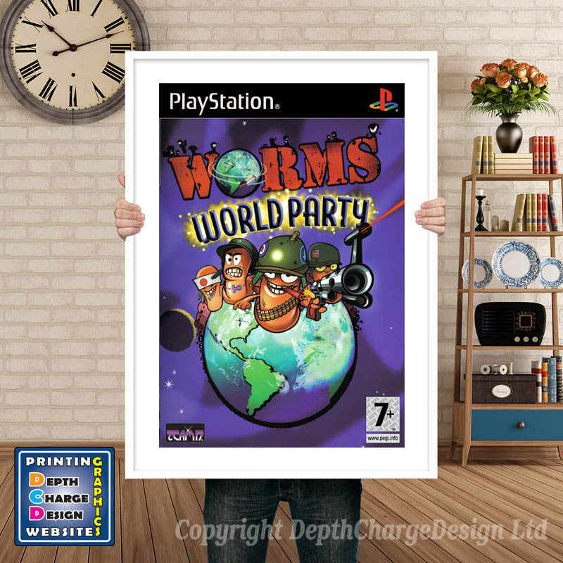 Worms World Party GB - PS1 Inspired Retro Gaming Poster A4 A3 A2 Or A1