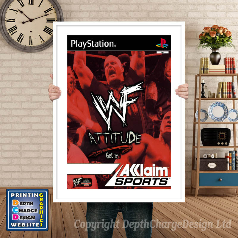 Wwf Attitude Eu - PS1 Inspired Retro Gaming Poster A4 A3 A2 Or A1