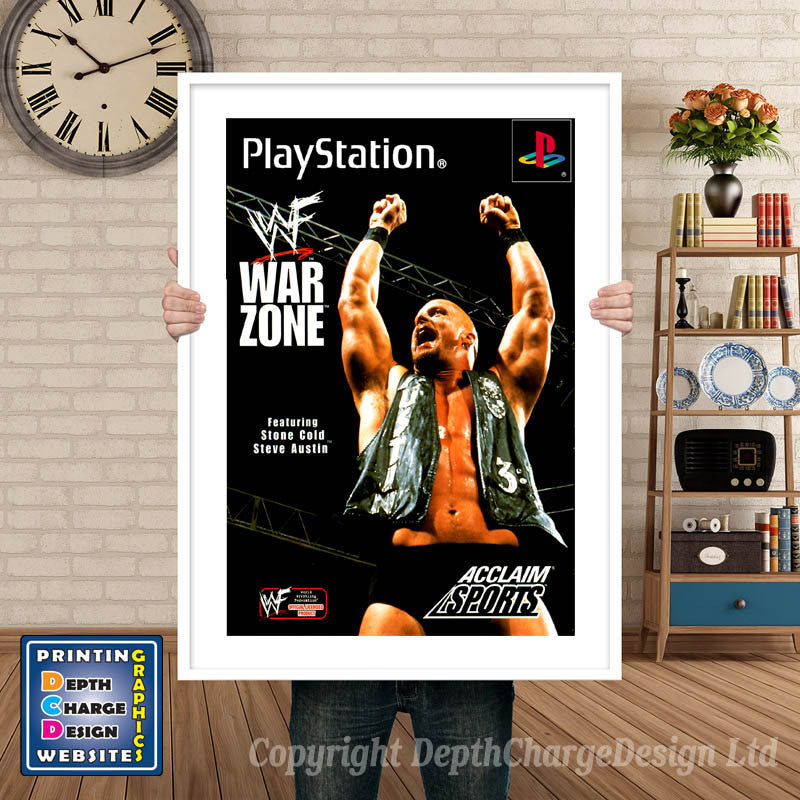 Wwf War Zone Eu - PS1 Inspired Retro Gaming Poster A4 A3 A2 Or A1