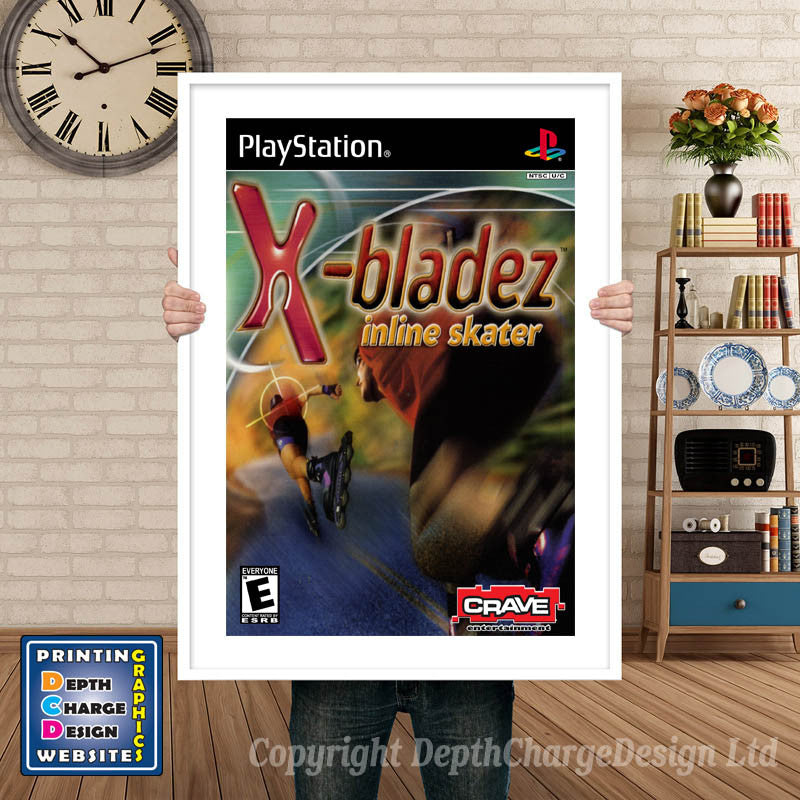 Xbladez In Line Skater - PS1 Inspired Retro Gaming Poster A4 A3 A2 Or A1