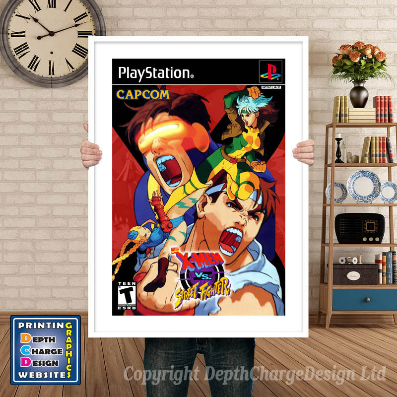 Xmen Vs Street Fighter - PS1 Inspired Retro Gaming Poster A4 A3 A2 Or A1