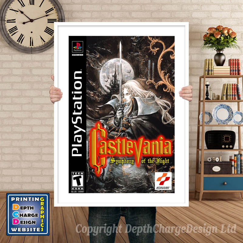 Castlevania Symphony Of The Night - PS1 Inspired Retro Gaming Poster A4 A3 A2 Or A1