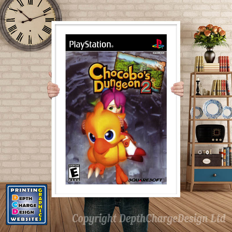 Chocobos Dungeon2 2 - PS1 Inspired Retro Gaming Poster A4 A3 A2 Or A1