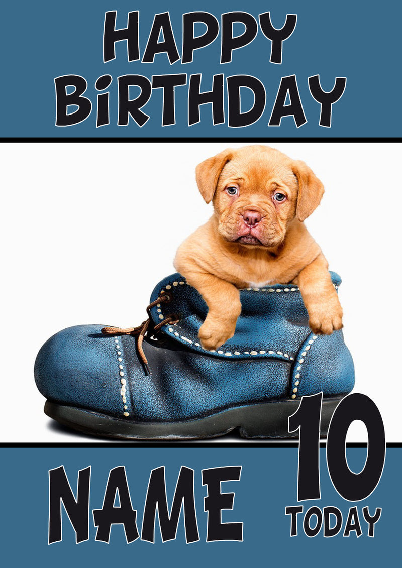 Puppy Boot DOGS AND Funny Puppy Kids Adult Personalised Birthday Card