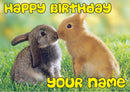 Rabbits Kissing Kids Adult FUNNY Kids Adult FUNNY Personalised Birthday Card