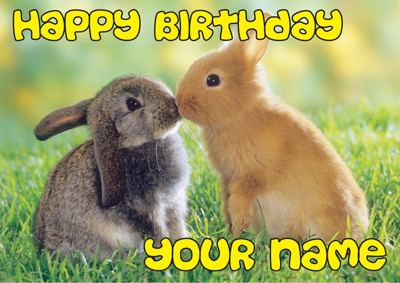 Rabbits Kissing Kids Adult FUNNY Kids Adult FUNNY Personalised Birthday Card