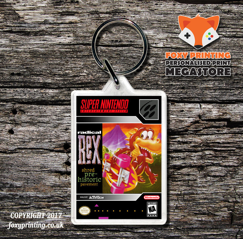 Radical Rex Game Inspired Retro Gaming Keyring