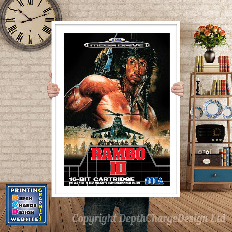 Rambo Iii Eu - Sega Megadrive Inspired Retro Gaming Poster A4 A3 A2 Or A1