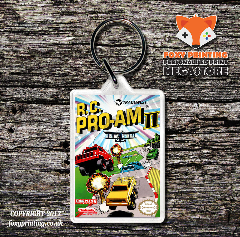 RC Pro Am Retro NES Game Cover Art Gaming Keyring